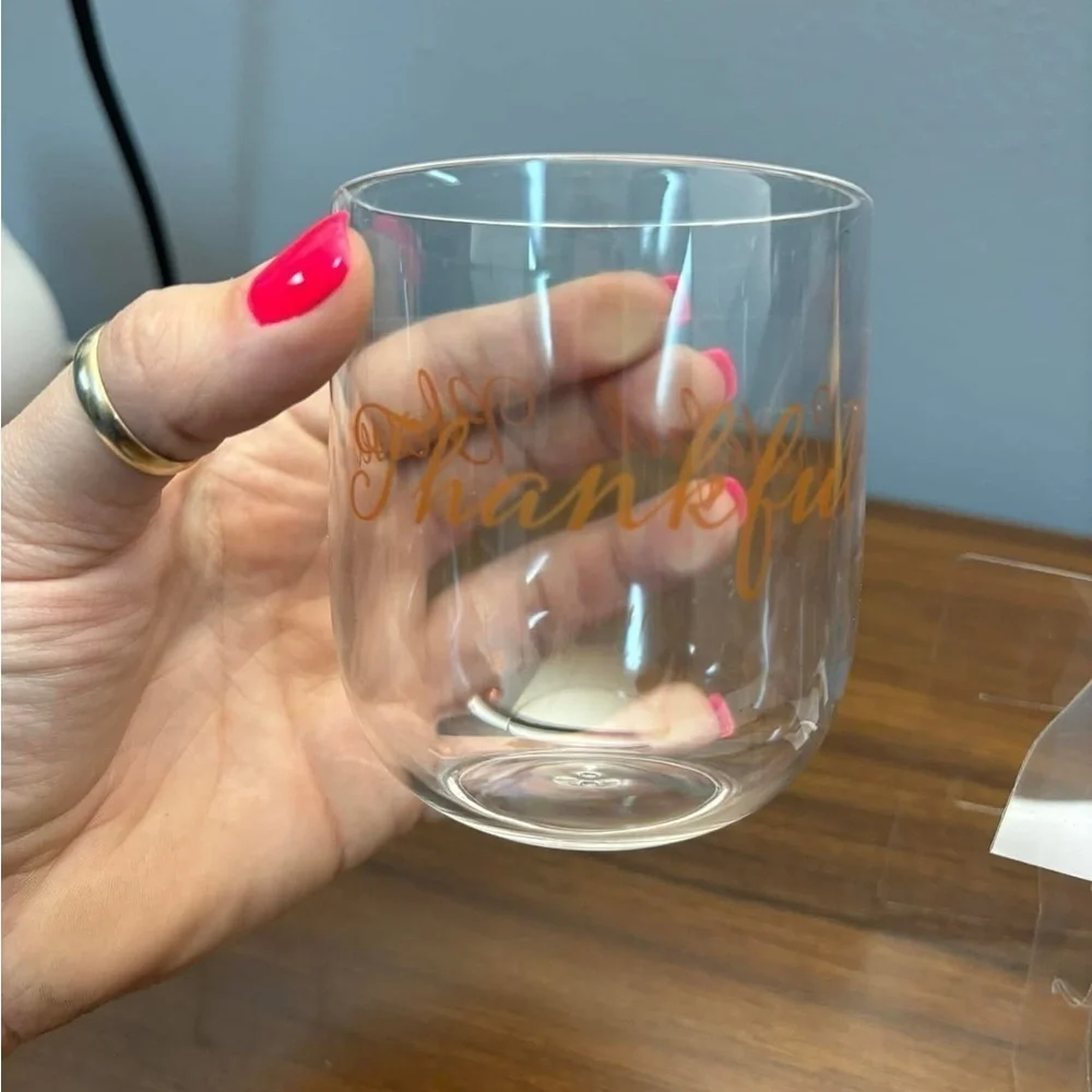 Celebrate It Clear Drinkware Set with Orange 'Blessed' Design